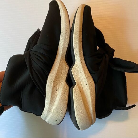 Zara black Girls Sock Sneaker pull on boots with ties Size -33 (US 1-1.5) - Picture 4 of 12